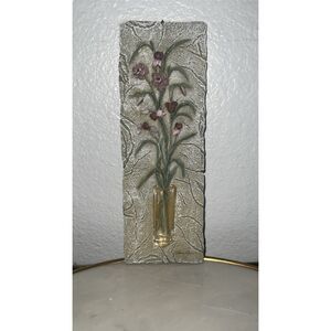 Vintage Cheri Blum 3-D Textured Wall Plaque Lavender flowers